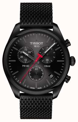 Tissot Мужской браслет pr100 с черным пвд с хронографом T1014173305100