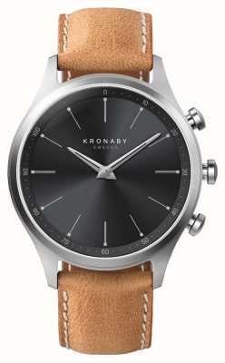 Kronaby Гибридные умные часы Sekel (41 мм), черный циферблат/коричневый итальянский кожаный ремешок S3123/1