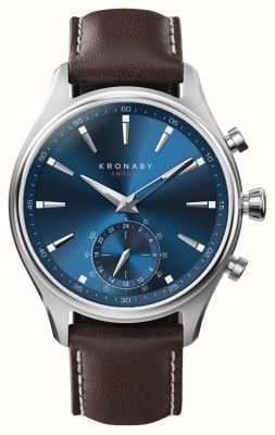 Kronaby Гибридные умные часы Sekel (41 мм), синий циферблат/темно-коричневый итальянский кожаный ремешок S3120/1