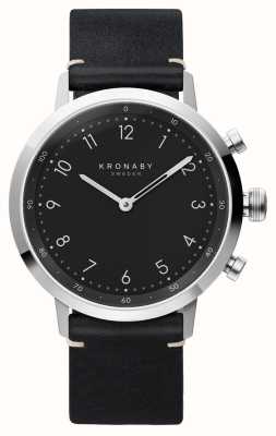 Kronaby Гибридные умные часы Nord (41 мм), черный циферблат/черный итальянский кожаный ремешок S3126/1