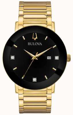 Bulova Мужские современные часы с золотым тонированным браслетом и черным циферблатом 97D116