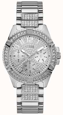 Guess Женские серебряные часы с серебряным циферблатом и кристаллами W1156L1