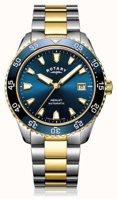 Rotary Мужские часы henley с автоматическим двухцветным браслетом и синим циферблатом GB05131/05