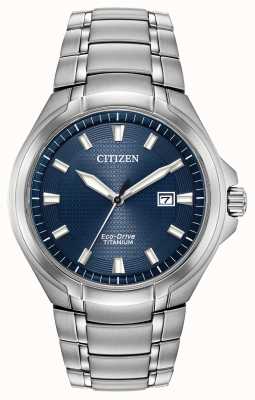 Citizen Мужские титановые часы eco-drive с синим циферблатом, водонепроницаемость 100 м BM7431-51L
