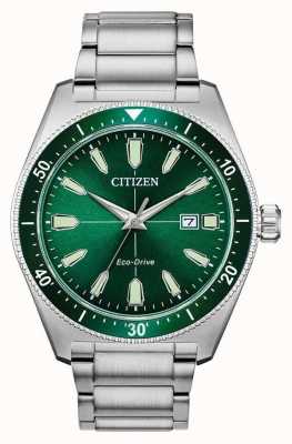 Citizen | мужской эко-драйв спорт | браслет из нержавеющей стали зеленый циферблат AW1598-70X