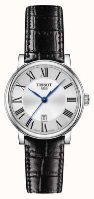 Tissot | карсон классик | черный кожаный ремешок | серебряный циферблат | T1222101603300