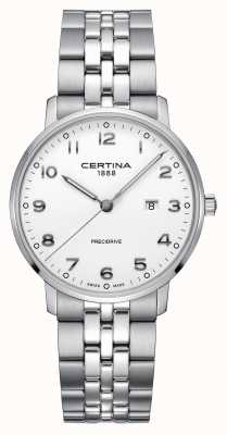 Certina | ds caimano | серебряный браслет из нержавеющей стали | белый циферблат C0354101101200