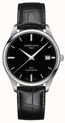 Certina Хронометр DS-8 | черный кожаный ремешок | черный циферблат | C0334511605100