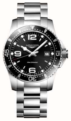 LONGINES Мужские часы Hydroconquest 41 мм с черным кварцевым циферблатом L37404566