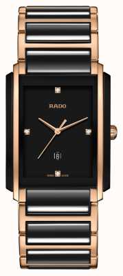 RADO Integral l мужской браслет из черного / розового золота с пвд-покрытием, черный циферблат с бриллиантами R20207712
