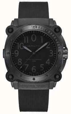 Hamilton Автоматические титановые часы цвета хаки темно-синего нижнего нуля *tenet - 2020* (46 мм), черный циферблат/черный силиконовый ремешок H78505330