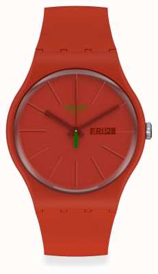 Swatch Редвремя | красный пластиковый ремешок | красный циферблат SO29R700