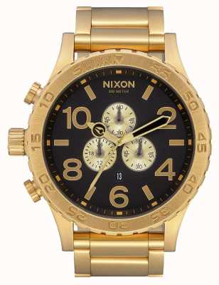 Nixon 51-30 хроно | все золото / черный | золотой браслет ip | черный циферблат A083-510-00