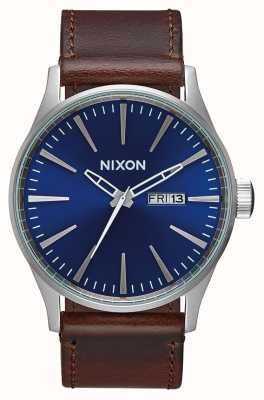 Nixon Часовая кожа | синий / коричневый | коричневый кожаный ремешок | синий циферблат A105-1524-00
