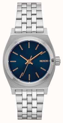 Nixon Средний кассир времени | темно-синий / розовое золото | браслет из нержавеющей стали | темно-синий циферблат A1130-2195-00