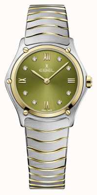 EBEL Спортивная классика - зеленый циферблат с 8 бриллиантами (29 мм) / 18-каратное золото и нержавеющая сталь 1216473A