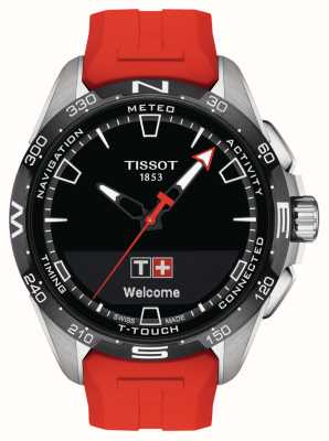 Tissot T-Touch Черный циферблат из титана Connect Solar (47,5 мм)/красный синтетический ремешок T1214204705101