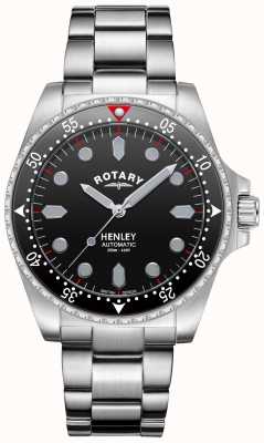 Rotary мужские | Хенли | автоматический | черный циферблат | браслет из нержавеющей стали GB05136/04