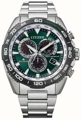 Citizen Promaster land perpetual chrono a-t зеленый циферблат / нержавеющая сталь CB5034-91W