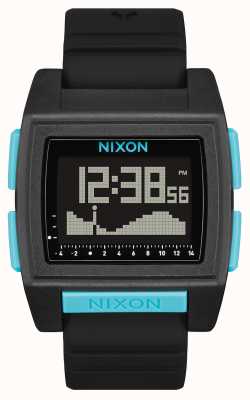 Nixon Base tide pro | все черное / синее | цифровой | черный силиконовый ремешок A1307-602
