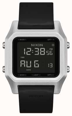 Nixon Скоба | серебристый / черный | цифровой | черный силиконовый ремешок A1309-625