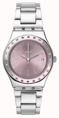 Swatch Pinkaround | серебряный браслет из нержавеющей стали | розовый циферблат YLS455G