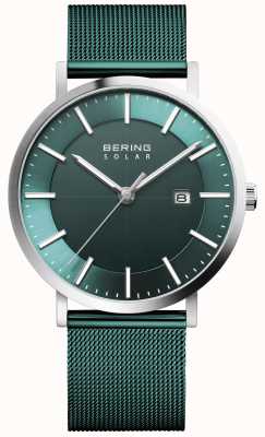 Bering Солнечные мужские часы с зеленым циферблатом и датой 15439-808