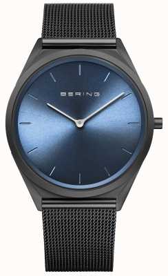 Bering Ультратонкие мужские часы из миланской сетки черного цвета 17039-227