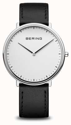 Bering Классические часы унисекс с черным кожаным ремешком 15739-404