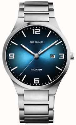 Bering Мужские часы с матовым титановым синим циферблатом 15240-777