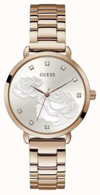 Guess Игристая роза | женский стальной браслет с покрытием из розового золота | серебряный циферблат GW0242L3