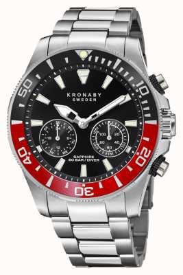 Kronaby Гибридные умные часы Diver (45,7 мм), черный циферблат/браслет из нержавеющей стали S3778/3