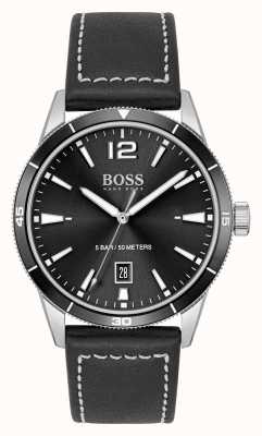 BOSS Комплект из черных кожаных часов и браслета 1570124