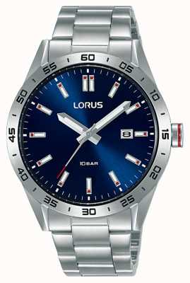 Lorus Спортивный кварцевый циферблат 100 м (40 мм) с синими лучами / нержавеющая сталь RH961NX9