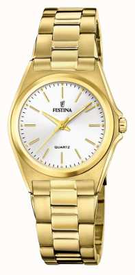 Festina женские | белый циферблат | браслет с золотым напылением F20557/2