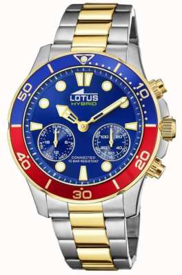 Lotus Смарт-часы с гибридным подключением | синий циферблат | двухцветный браслет из нержавеющей стали L18801/3