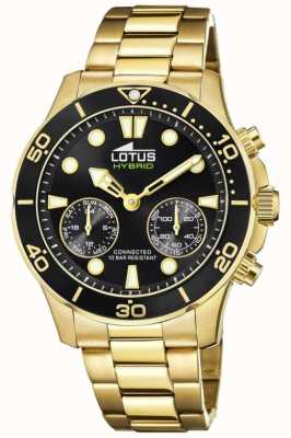 Lotus Смарт-часы с гибридным подключением | черный циферблат | золотой браслет из нержавеющей стали L18802/2