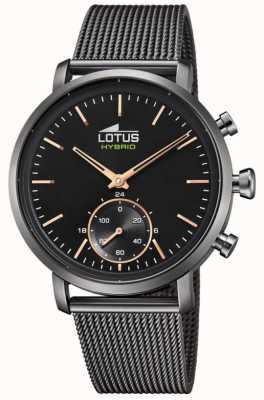 Lotus Смарт-часы с гибридным подключением | черный циферблат | браслет из черной стальной сетки L18806/1