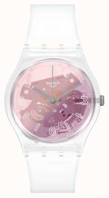 Swatch Оригинальные нежно-розовые наручные часы со скелетным циферблатом disco fever GE290