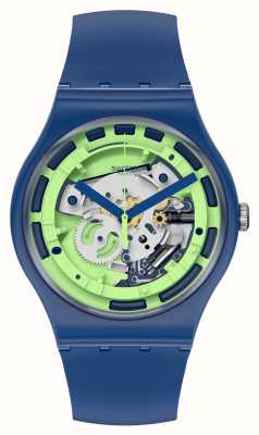 Swatch Новые силиконовые часы с синей анатомией нежно-зеленого цвета SUON147