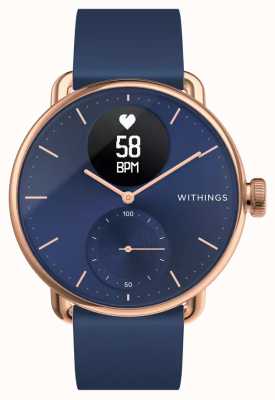 Withings Гибридные смарт-часы Scanwatch 38 мм с синим циферблатом и розовым золотом с экг HWA09-MODEL 6-ALL-INT