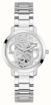 Guess Женские часы Quattro clear с прозрачным циферблатом из нержавеющей стали GW0300L1