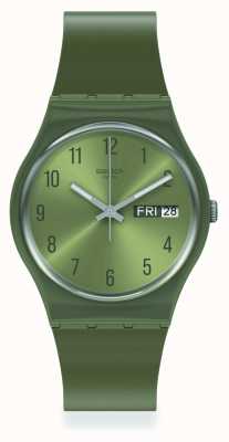 Swatch Часы с жемчужно-зеленым силиконовым ремешком GG712