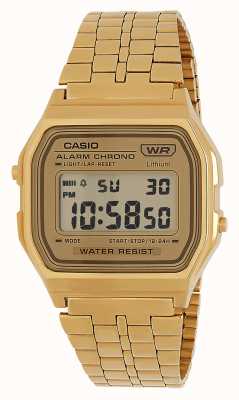 Casio Цифровые часы с ионно-золотым покрытием в винтажном стиле A158WETG-9AEF