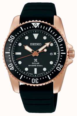 Seiko Компактные часы Prospex из розового золота с черным циферблатом диаметром 38,5 мм и солнечными батареями SNE586P1