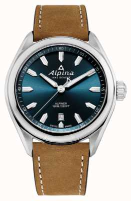 Alpina Мужские часы Alpiner с кварцевым синим циферблатом и коричневым кожаным ремешком AL-240NS4E6