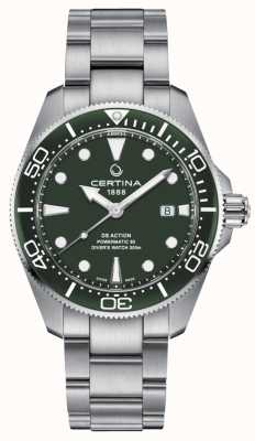 Certina Ds action diver 43 мм powermatic 80 зеленый циферблат C0326071109100
