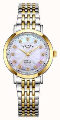 Rotary Женские двухцветные часы Windsor с бриллиантами LB05421/41/D