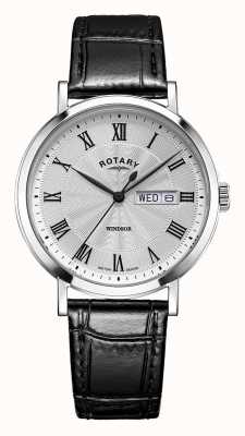 Rotary Женские часы Windsor с черным кожаным ремешком LS05420/01