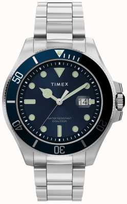 Timex Harbourside Coast 43 мм серебристый корпус синий циферблат синий браслет из нержавеющей стали TW2U41900